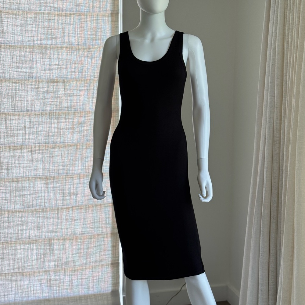 NWT Black Feel The Piece Black Ribbed Midi Dress Size Small